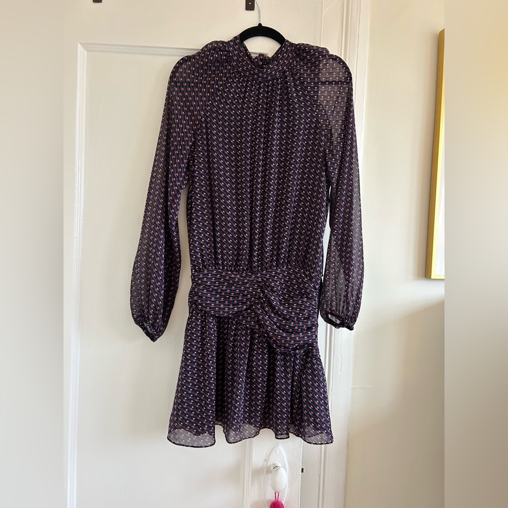 Ramy Brook Purple Patterned Long Sleeve Dress
